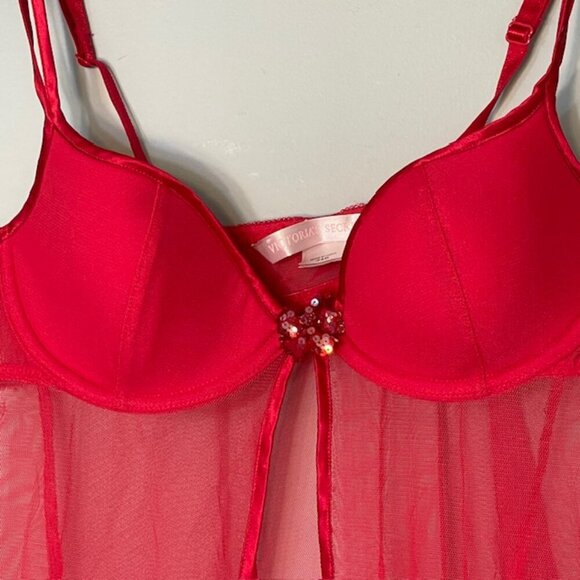 Victoria's Secret Vintage Y2k Sheer Underwire Cami Babydoll Tank 34 B - Picture 3 of 7